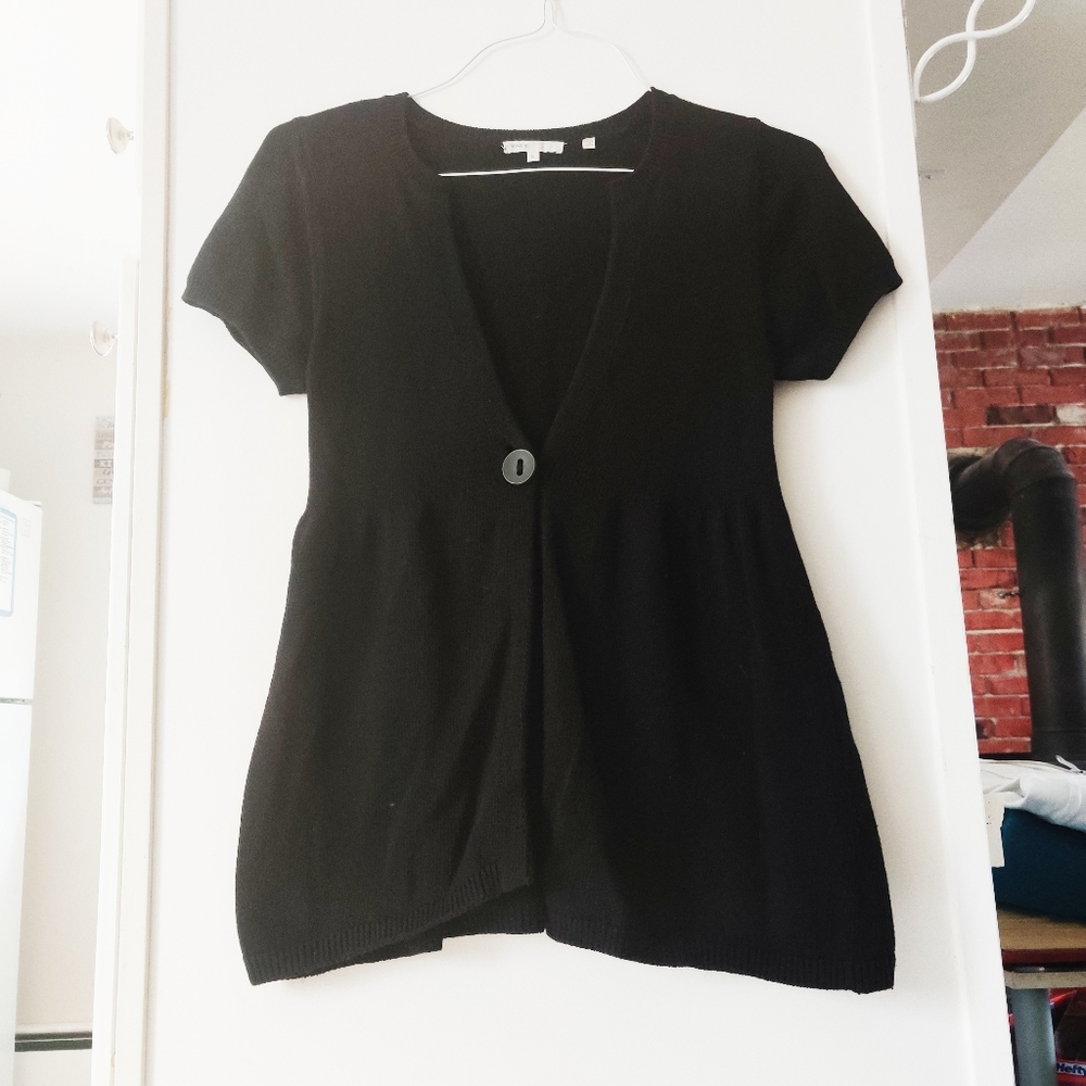 VINCE Black Cashmere + Cotton Blend Knit Top S